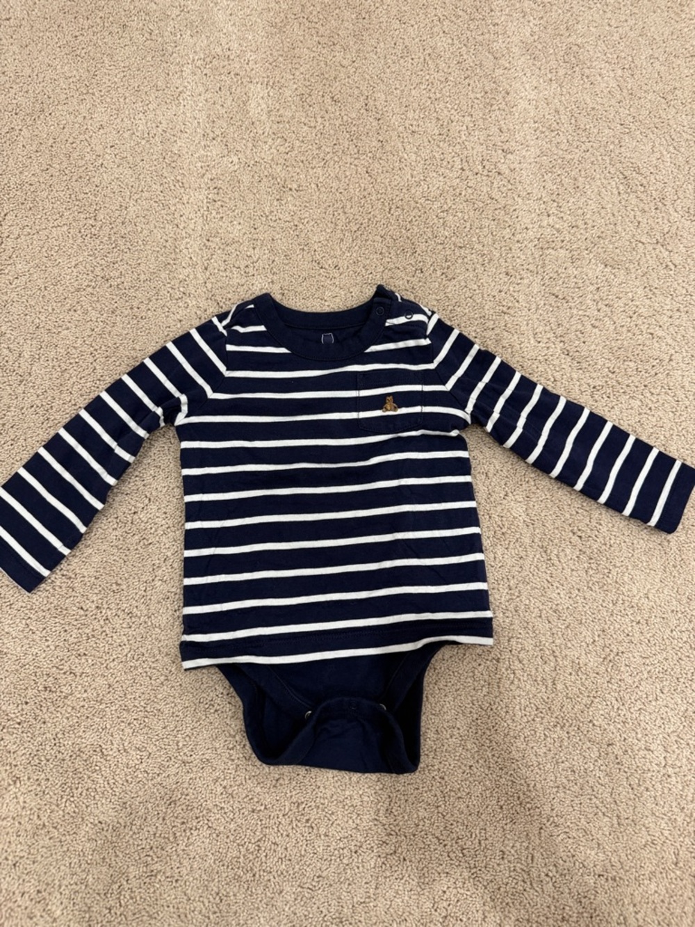 GAP Navy and White Striped Long-Sleeve One-Piece